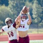 Senior Jared Taylor intercepts the ball while practicing as a cornerback on Aug. 28, 2019, at Lakewood High School in Arlington. (Katie Webber / The Herald)