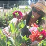 Tamara Knapp, great-grandaughter of homesteader Al Anderson, runs the family farmhouse built in 1907 and tends the 370 dahlias growing this summer. (Wendy Leigh / South Whidbey Record)