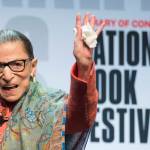 Supreme Court Associate Justice Ruth Bader Ginsburg waves to the audience after speaking at the Library of Congress National Book Festival in Washington on Saturday. (AP Photo/Cliff Owen)