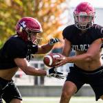 Quarterback Victor Gabalis (right) and running back Mason Mathis aim to lead Archbishop Murphy back to the state playoffs after falling short last season. (Olivia Vanni / The Herald)