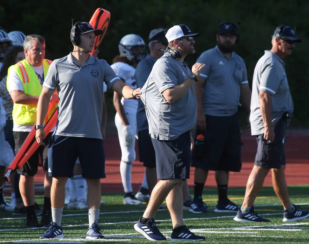 Glacier Peak beat Edmonds-Woodway 35-14, in the season opening football game for both teams, at Edmonds Stadium on Friday, Sept. 6, 2019 in Edmonds, Wash. (Andy Bronson / The Herald)