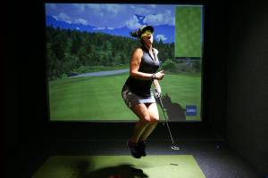 Getting on the green in three — virtually, that is