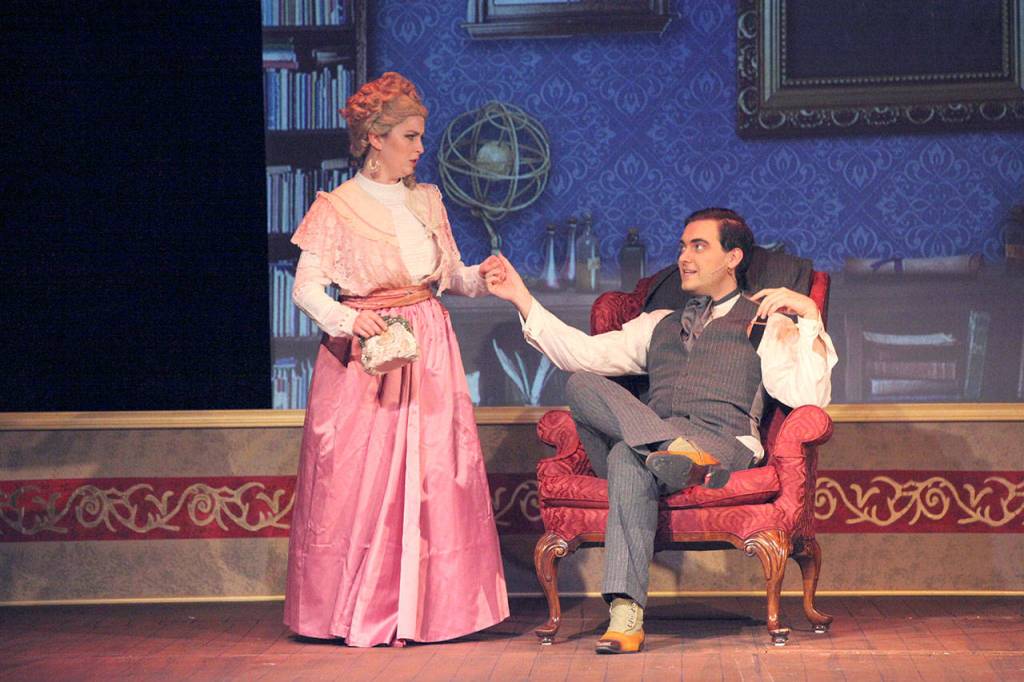Kristen Swenson and Josh Pulley star in Edmonds Driftwood Players A Gentlemans Guide to Love and Murder, staging through Sept. 29. (Dale Sutton/Magic Photo)