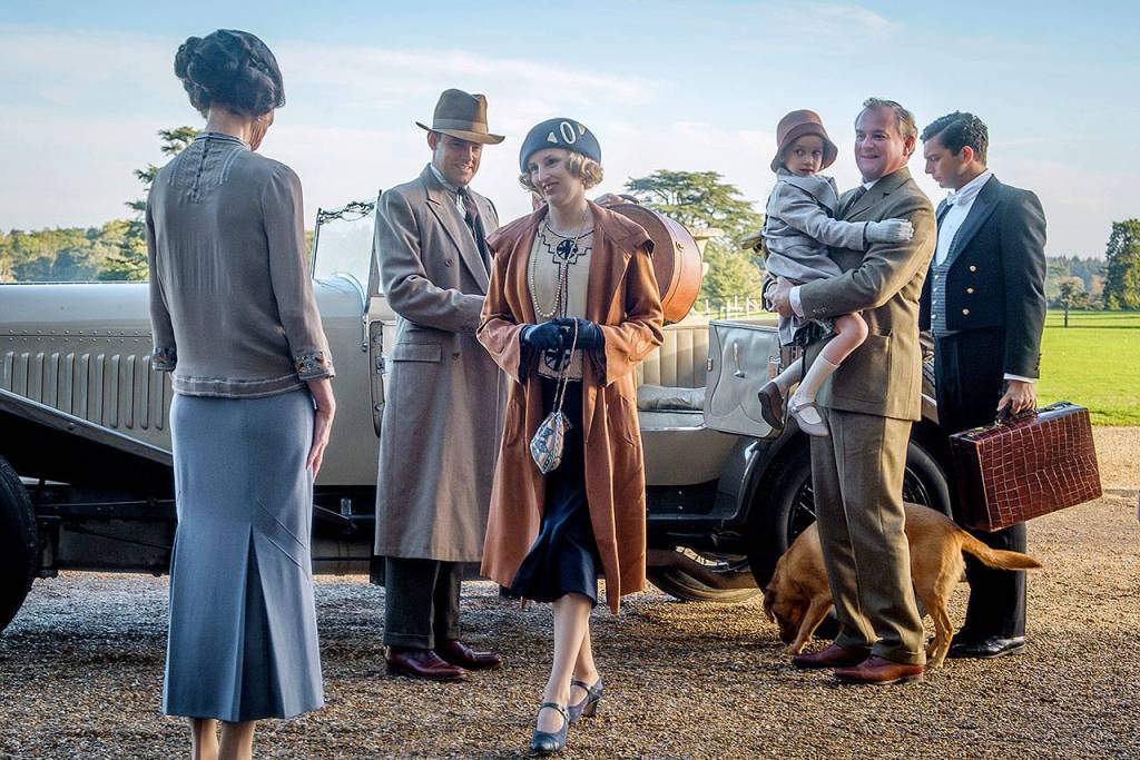 Elizabeth McGovern, from left, Harry Hadden-Paton, Laura Carmichael, Hugh Bonneville and Michael Fox, right, star in the much-anticipated Downton Abbey movie. (Jaap Buitendijk/Focus Features)