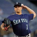 Mariners starting pitcher Marco Gonzales delivers during the first inning of a game against the Pirates on Sept. 17, 2019, in Pittsburgh. (AP Photo/Gene J. Puskar)