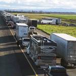 This Feb. 14 photo shows a 7-mile back up on southbound I-5 as it reopens to traffic in Maxwell in Colusa County, California. The Trump administration is poised revoke Californias authority to set auto mileage standards, asserting that only the federal government has the power to regulate greenhouse gas emissions and fuel economy. (Caltrans District 3 via AP)