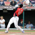 The Mariners Jarred Kelenic bats during the MLB All-Star Futures Game on July 7, 2019, in Cleveland. Kelenic hit .291 and slugged 23 homers this season. (AP Photo/Darron Cummings)