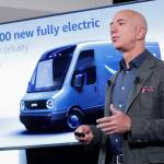 Amazon CEO Jeff Bezos speaks during his news conference at the National Press Club in Washington on Thursday. Bezos announced the Climate Pledge, setting a goal to meet the Paris Agreement 10 years early. (AP Photo/Pablo Martinez Monsivais)