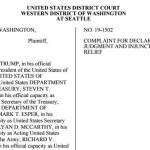 Washington states attorney general has filed a lawsuit against President Donald Trump.