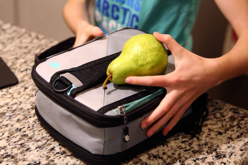 A lunch is packed away for school at the Banfield household Tuesday night. (Kevin Clark / The Herald)