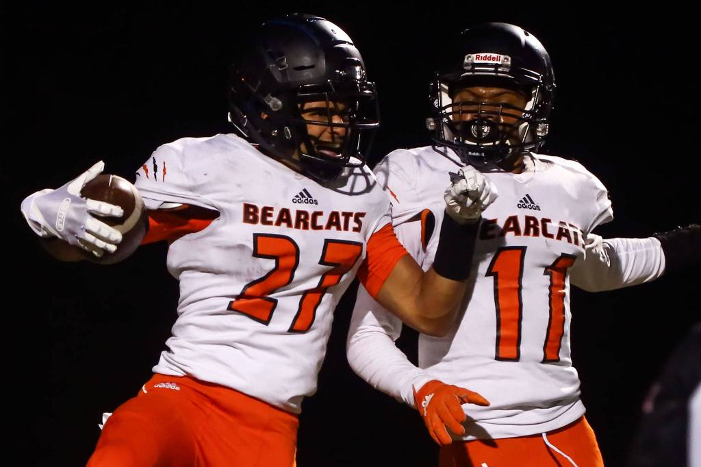 Lake Stevens trounces Monroe 73-28 Friday night at Lake Stevens High School on September 20, 2019. (Kevin Clark / The Herald)