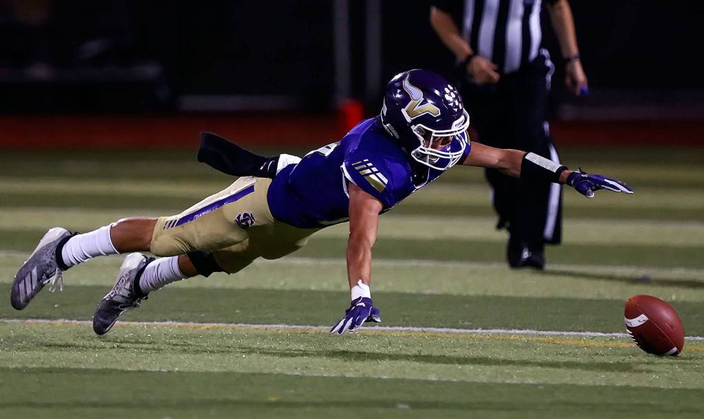 Lake Stevens trounces Monroe 73-28 Friday night at Lake Stevens High School on September 20, 2019. (Kevin Clark / The Herald)
