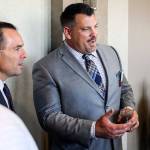 Jarred Rome visits with attendees Wednesday during the 10th Annual Snohomish County Sports Hall of Fame Banquet at Angel of the Winds Arena in Everett. As an inductee, he gave a speech about the two elements he said were crucial for success: failure and support. He died Saturday in Tulalip. He was 42. (Kevin Clark / The Herald)