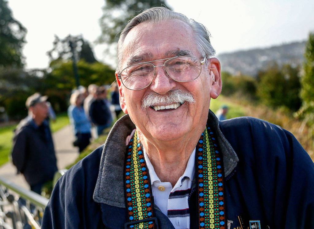 Frank Zapf, 80, lives at Washington Oakes retirement community. Ive never seen anything like this, he said as he watched the work. (Dan Bates / The Herald)