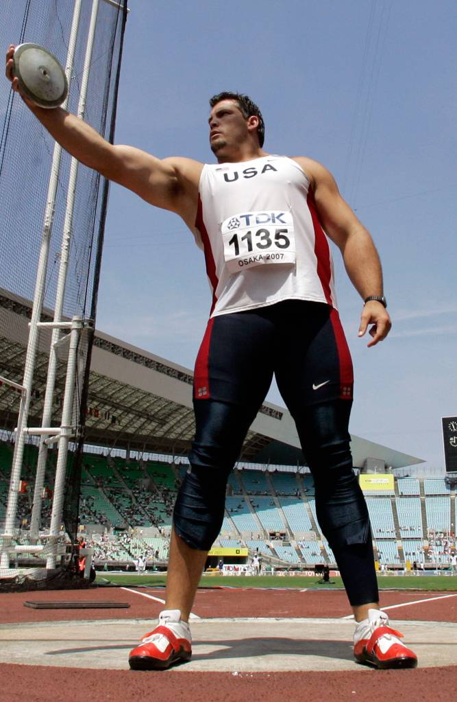 United States Jarred Rome makes an attempt during the qualification for the mens discus throw at the World Athletics Championships on Aug. 26, 2007, in Osaka, Japan. (AP Photo/David J. Phillip)