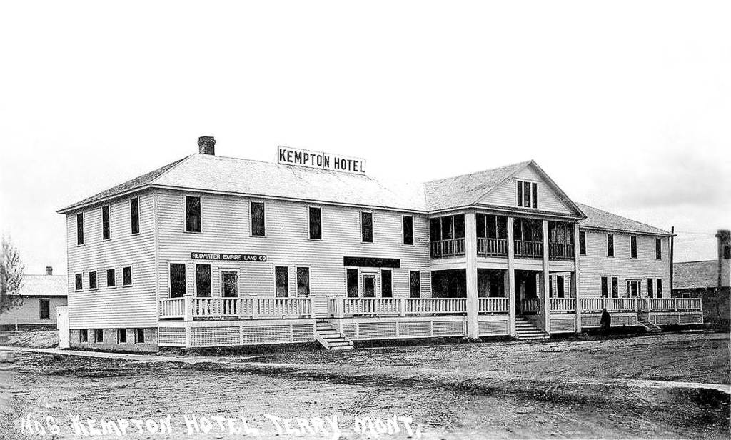 The Kempton Hotel, opened in 1913 by Berney Kempton, is still in business in Terry, Montana. (Family photo)