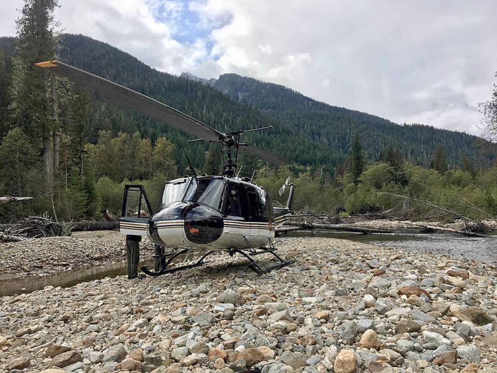 A Snohomish County Sheriffs Office helicopter rescued two Pacific Crest Trail hikers over the weekend, in separate incidents west of Glacier Peak. (Courtesy of Snohomish County Sheriffs Office)