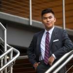 Marysville Getchell senior Joseph Gabriel Ecolango prefers to wears suits to school. (Andy Bronson / The Herald)