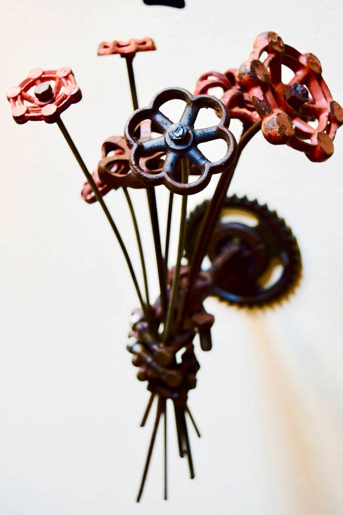 Fist Full of Flowers sculpture by Aidan Rayner. (Patricia Guthrie / South Whidbey Record)