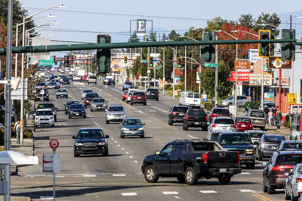Broadway is a hot spot for vehicle vs. pedestrian accidents. (Kevin Clark / The Herald)