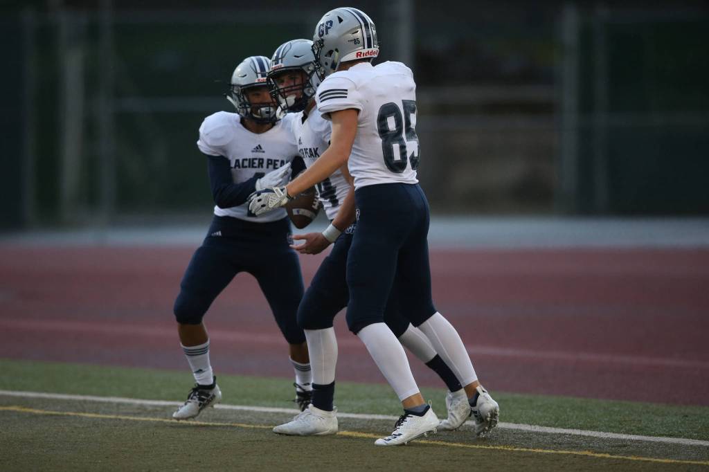 Glacier Peak took on Cascade in football at Everett Memorial Stadium on Friday, Oct. 4, 2019 in Everett, Wash. (Andy Bronson / The Herald)