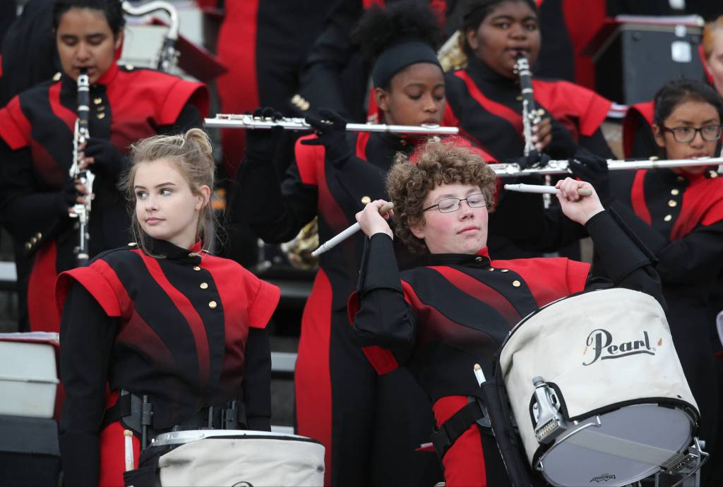 Glacier Peak took on Cascade in football at Everett Memorial Stadium on Friday, Oct. 4, 2019 in Everett, Wash. (Andy Bronson / The Herald)