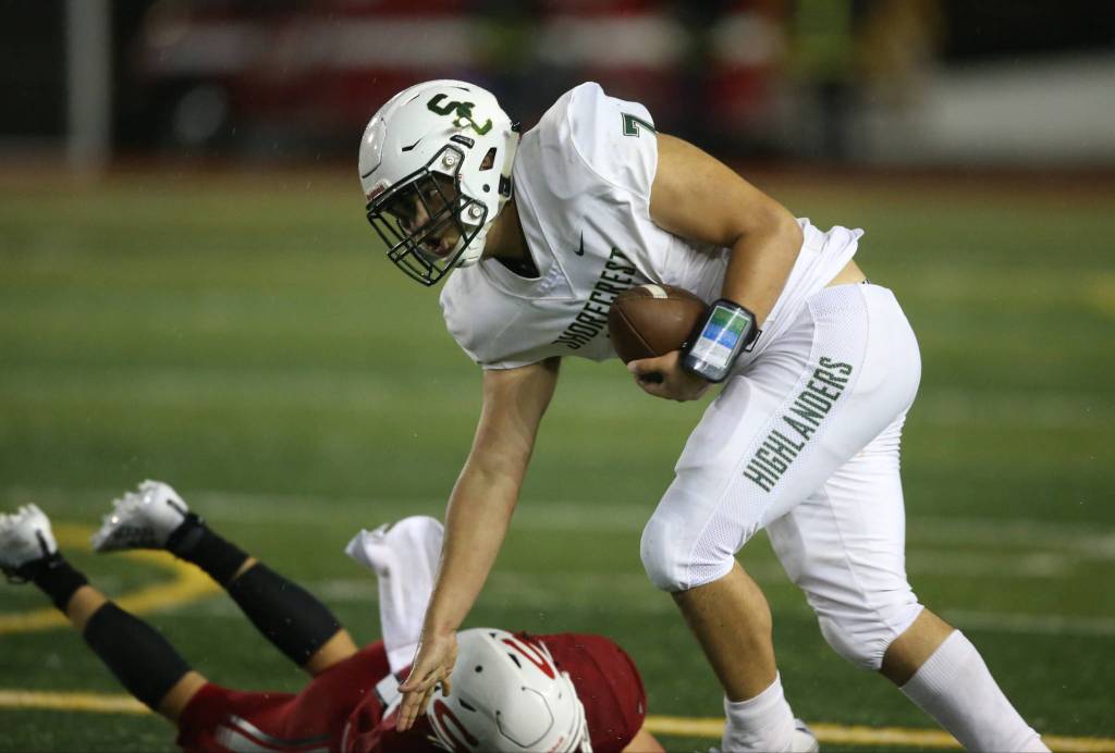 Shorecrest beat Snohomish 36-35 at Veterans Stadium at Snohomish High School on Friday, Oct. 4, 2019 in Snohomish, Wash. (Andy Bronson / The Herald)