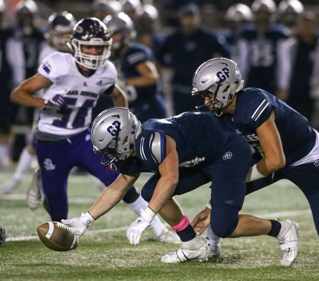 Lake Stevens dominates Glacier Peak 41-3 Friday night at Veterans Memorial Stadium in Snohomish on October 11, 2019. (Kevin Clark / The Herald)