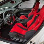 Bright red sport seats match the flamboyant exterior styling of the 2019 Honda Civic Type R. (Manufacturer photo)
