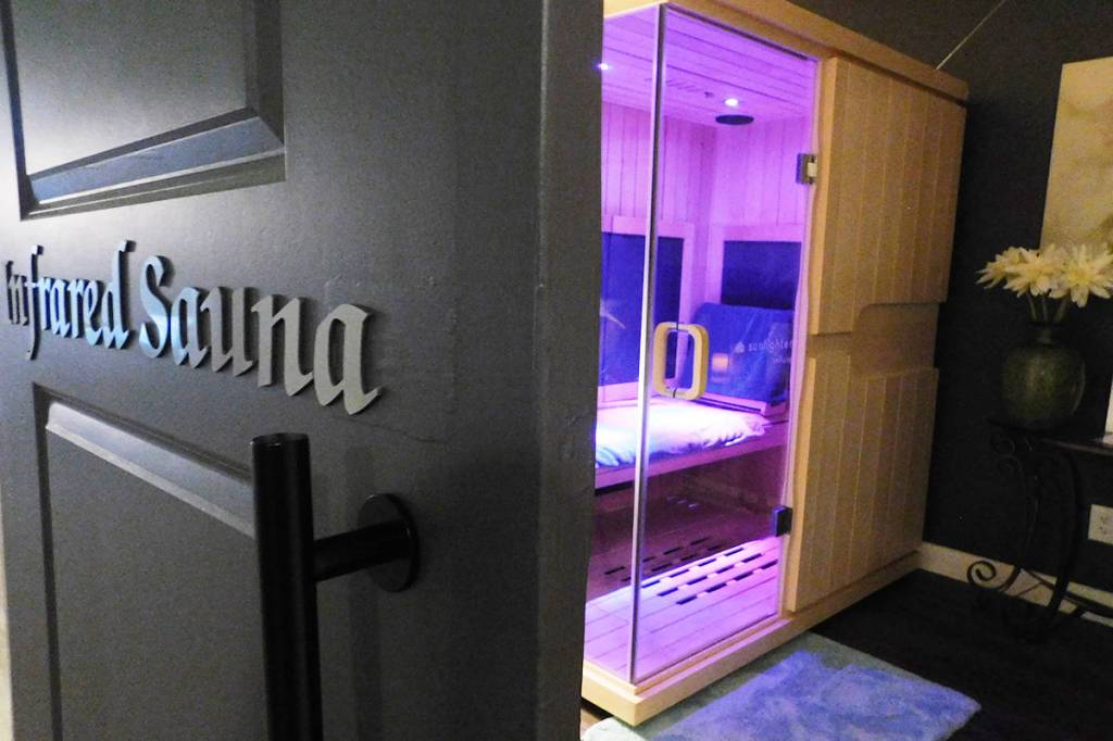 Clients enjoy the rejuvenating benefits of the infra-red sauna.