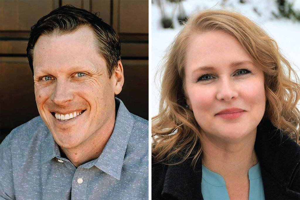 Nathan Monroe (left) and Laura Johnson