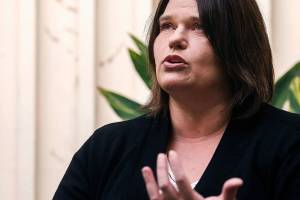 Danita Lott, 47, talks about the help and community she found at the Everett Recovery Cafe after struggling with addiction for decades. The cafe will host a fundraiser Nov. 9. (Dan Bates / The Herald)