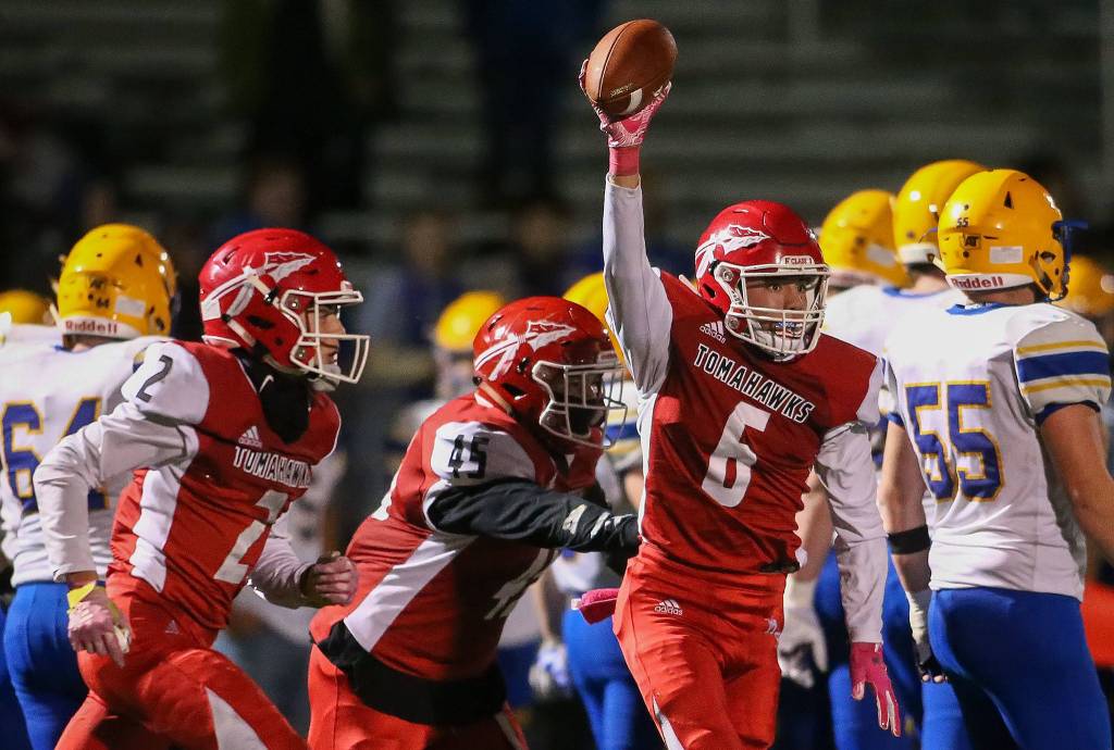 Marysville Pilchuck dominates Ferndale 42-14 Friday night at Quil Ceda Stadium in Marysville. (Kevin Clark / The Herald)