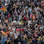 Independence protesters gather in Barcelona, Spain, on Saturday. Barcelona and the rest of the restive Spanish region of Catalonia are reeling from five straight days of violent protests for the sentencing of 12 separatist leaders to lengthy prison sentences.The riots have broken out at nightfall following huge peaceful protests each day since Mondays Supreme Court verdict. (AP Photo/Manu Fernandez)