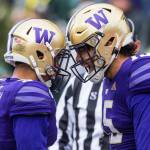 Washington Huskies Puka Nacua screams after a touchdown during the game against Oregon on Saturday, Oct. 19, 2019 in Seattle, Wash. (Olivia Vanni / The Herald)