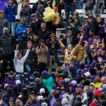 Washington fans cheer as a stuffed duck is torn apart and thrown into the air during the game against Oregon on Saturday, Oct. 19, 2019 in Seattle, Wash. (Olivia Vanni / The Herald)
