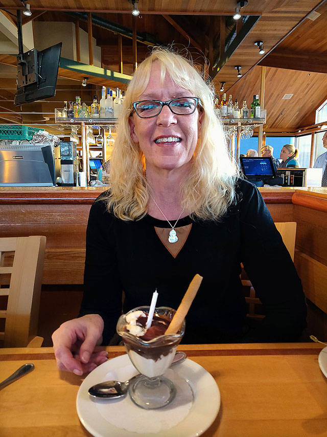 Laura Shriner celebrates her 56th birthday on Oct. 9 at a dinner in Everett. (Curt Shriner)