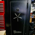 A heavy-duty safe bolted to the floor such as this one at Lynnwood Gun provides theft and fire protection for guns and other valuables, says Lynnwood Gun co-owner Tiffany Teasdale. (Dan Bates / The Herald)