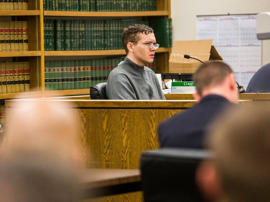 Anthony Garver testifies at the Snohomish County Courthouse on Oct. 25, 2019 in Everett, Wash. (Olivia Vanni / The Herald)
