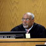 Superior Court Judge Eric Lucas observes witness testimony Thursday in the murder trial of Anthony Garver. Its a bench trial, meaning Lucas, not a jury, will decide if Garver is guilty or not. (Caleb Hutton / The Herald)