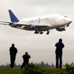 A Boeing 747 Dreamlifter comes in for a landing at Paine Field in Everett in 2013. (Mark Mulligan / Herald file)