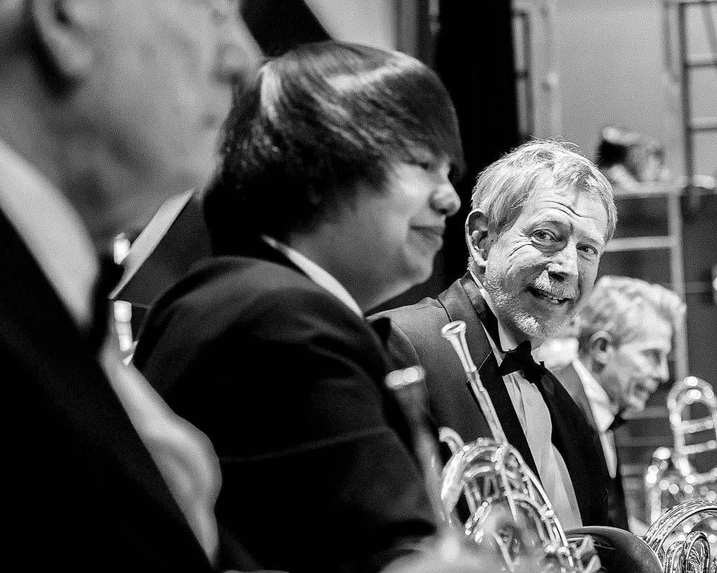 Terry Preshaw                                Mukilteo Community Orchestra members Mark Thornley, Michael Skerlong and Jan Kyle. This years season begins Sunday with a program entitled Moods and Emotions.