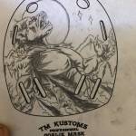 An original sketch for Silvertips goalie Dustin Wolfs mask from Travis Michael, a mask-painter based out of Victoria, British Columbia. (Courtesy of Travis Michael).