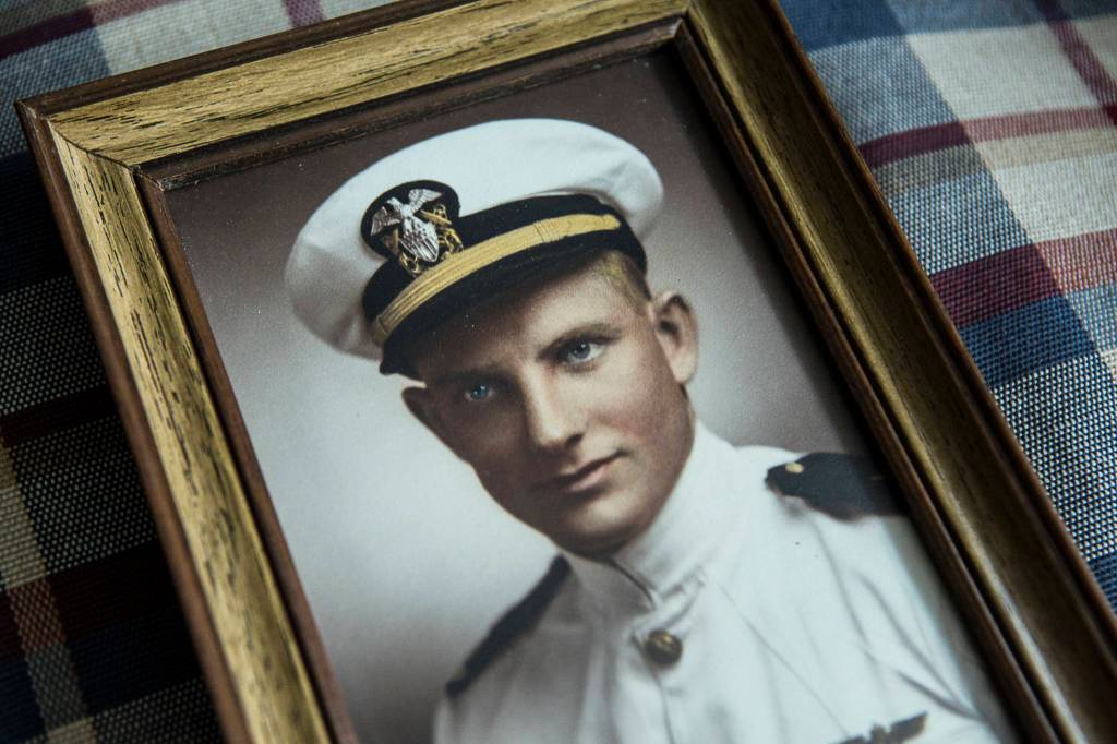 Bill Deller pictured on the day in 1943 he received his wings to become a U.S. Navy pilot in World War II. (Olivia Vanni / The Herald)