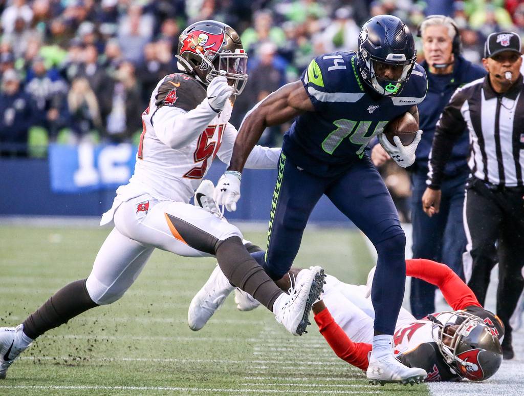 Seahawks beat the Buccaneers 40-34 in overtime Sunday afternoon at CenturyLink Field in Seattle on November 3, 2019. (Kevin Clark / The Herald)