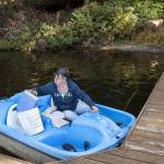 Twice a month Deb Kocher paddles to the middle of Lake Crabapple to collect data. (Lizz Giordano / The Herald)