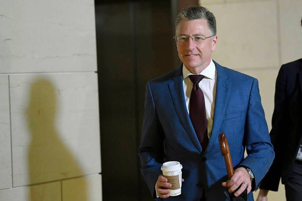 In this Oct. 16 photo, Kurt Volker, President Donald Trumps former special envoy to Ukraine, arrives on Capitol Hill in Washington. (AP Photo/Susan Walsh)