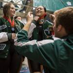 Members of Jacksons 200 freestyle relay team receive their second-place medals. (Olivia Vanni / The Herald)
