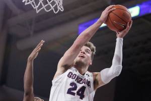 Kings High School graduate Corey Kispert is hoping to lead the Gonzaga mens basketball team on a long trip through the NCAA tournament this season. (AP Photo/Young Kwak)