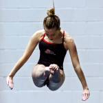 Snohomishs Kayli Kersavage competes in the 1-meter diving final during the 3A girls swim dive championships Saturday at King County Aquatics Center in Federal Way. (Kevin Clark / The Herald)